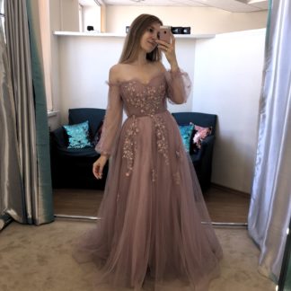 Платье на выпускной пыльно-розового цвета