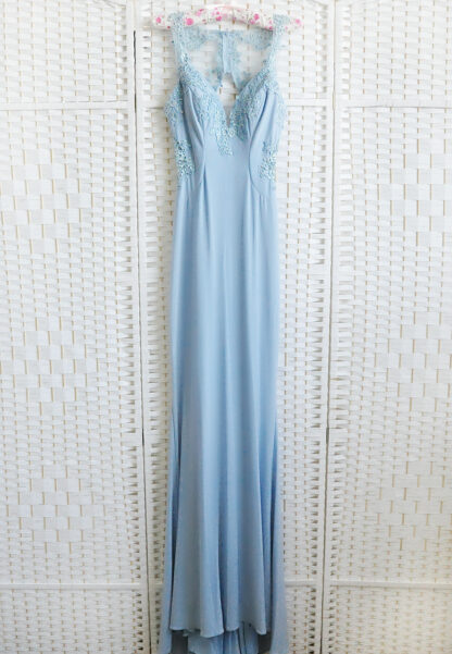 Вечернее платье русалка голубого цвета