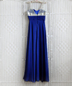 Синее шифоновое платье на выпускной вечер