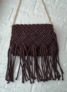 Плетеная сумка, цвет: горький шоколад, ручная работа