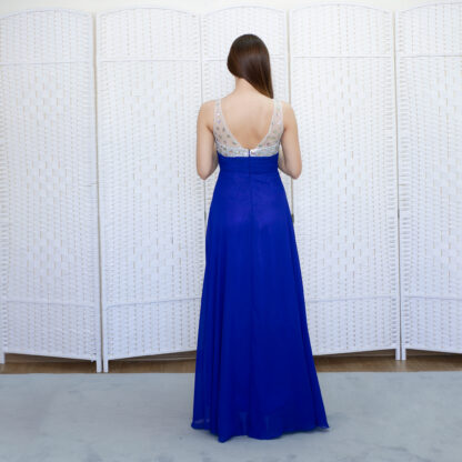 Синее шифоновое платье на выпускной вечер