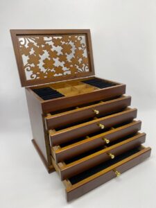 Деревянная шкатулка для украшений, 5 ящиков, орех